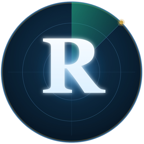 โลโก้ Ruhm-CMS — ตัว R บนจอเรดาร์ โดย KIETTISAK